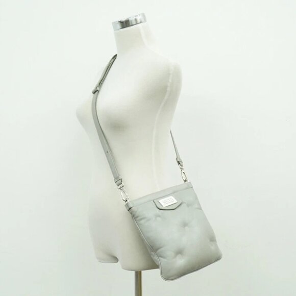 Maison Margiela Grand Slam Leather Shoulder Crossbody Bag Gray Silver - Picture 6 of 15
